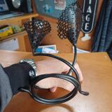 Vintage double candle holder in perforated metal – 60s/70s style