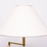 Brass swing arm floor lamp with shade 1970s