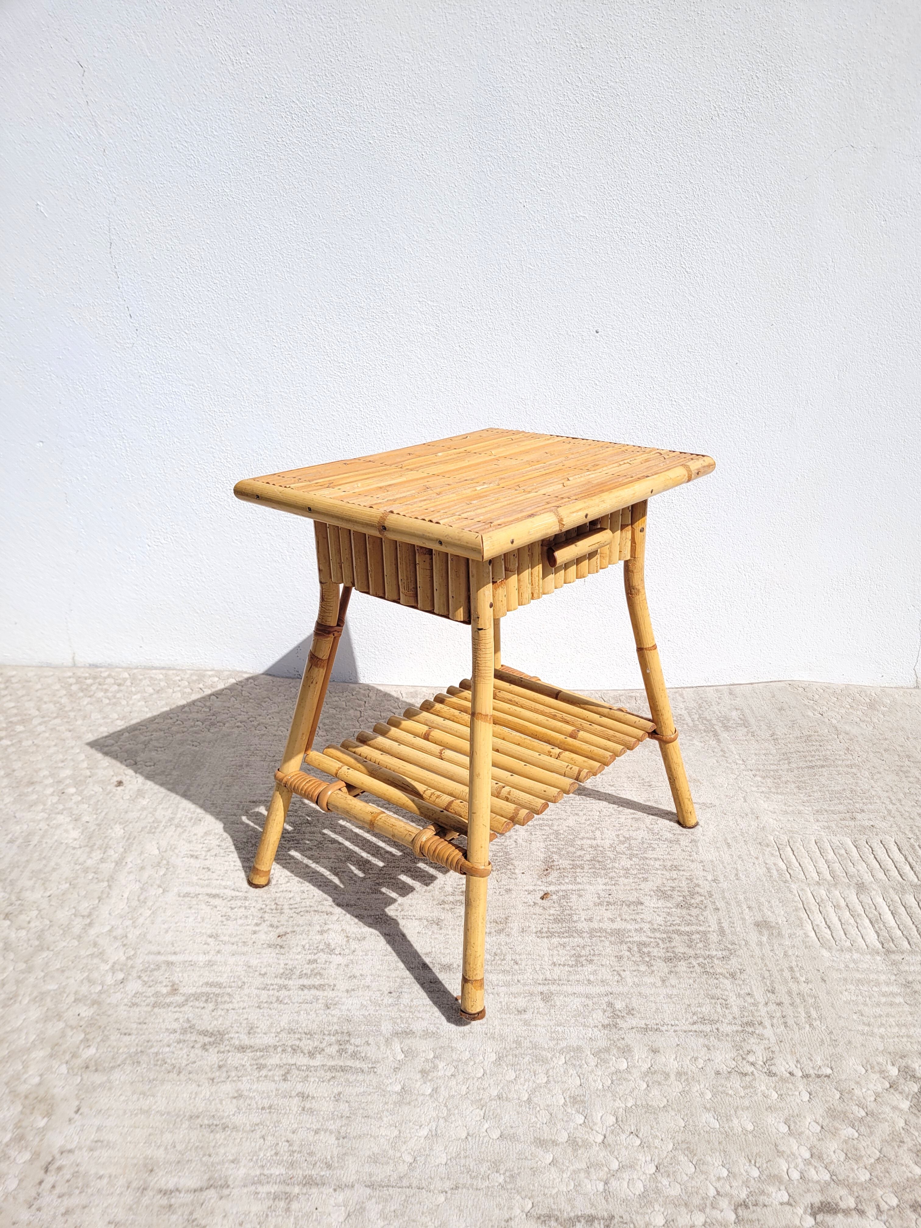 Rattan bedside or side table 1960