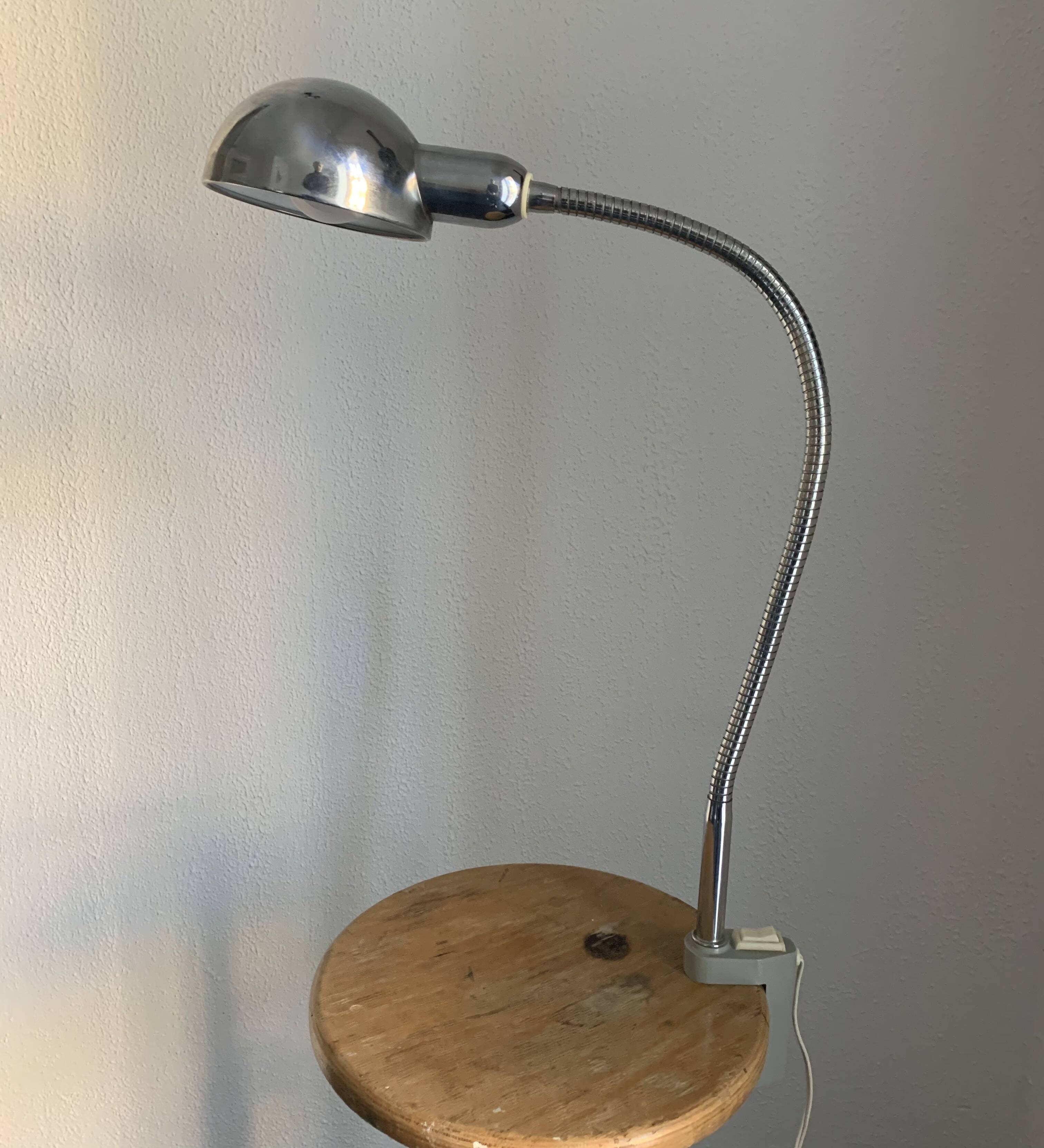 Vintage 1950 chrome industrial vice lamp Jumo 215 - 55 cm
