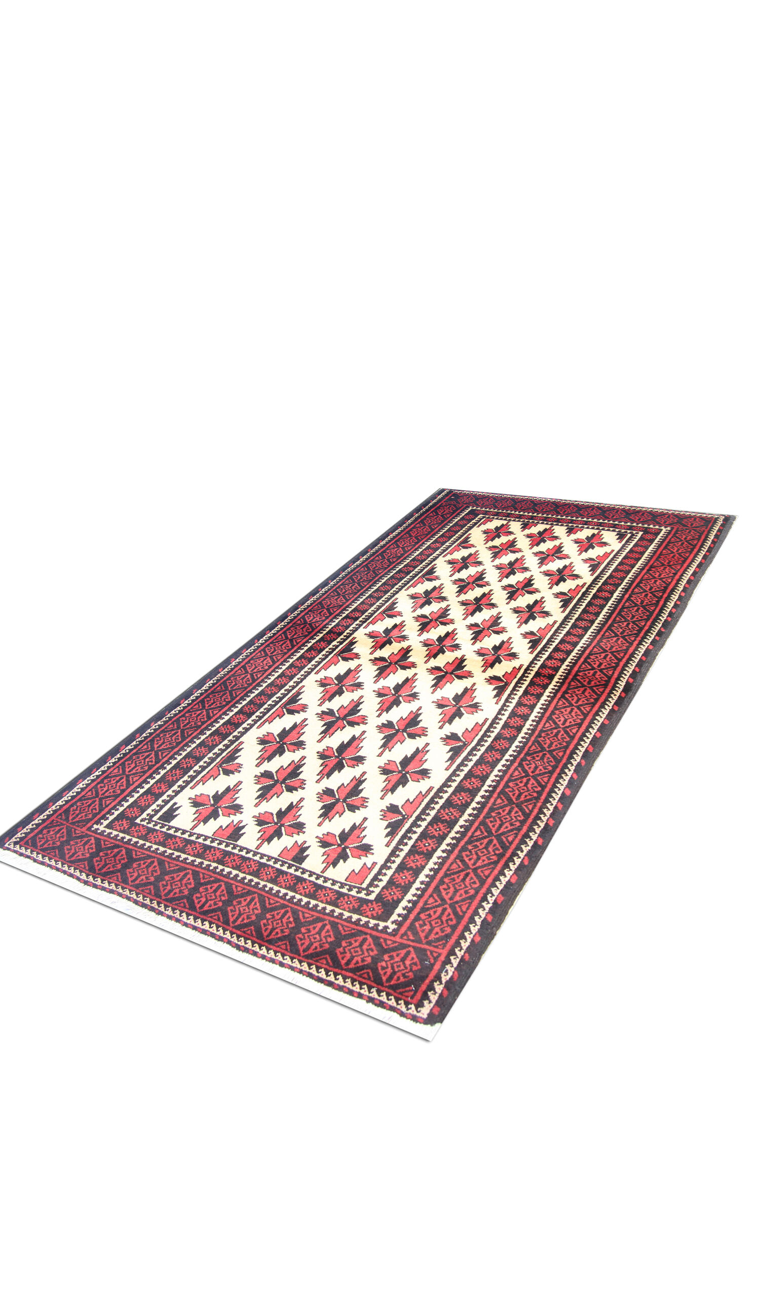Tapis de salon en laine orientale tissée à la main - 109x211cm
