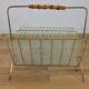 Magazine rack perforated sheet metal and bamboo, 50s