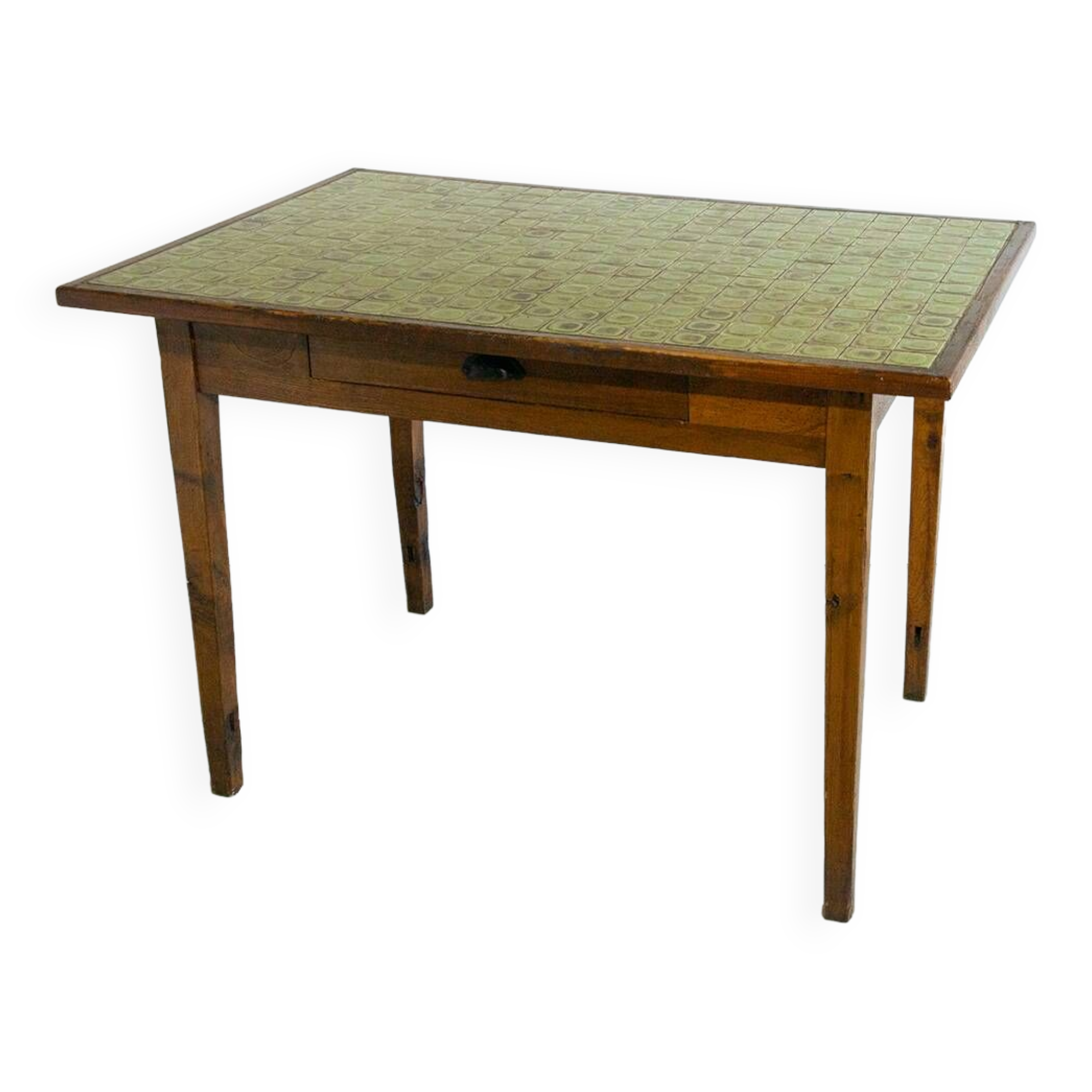 Wood and ceramic farm table