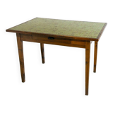 Wood and ceramic farm table