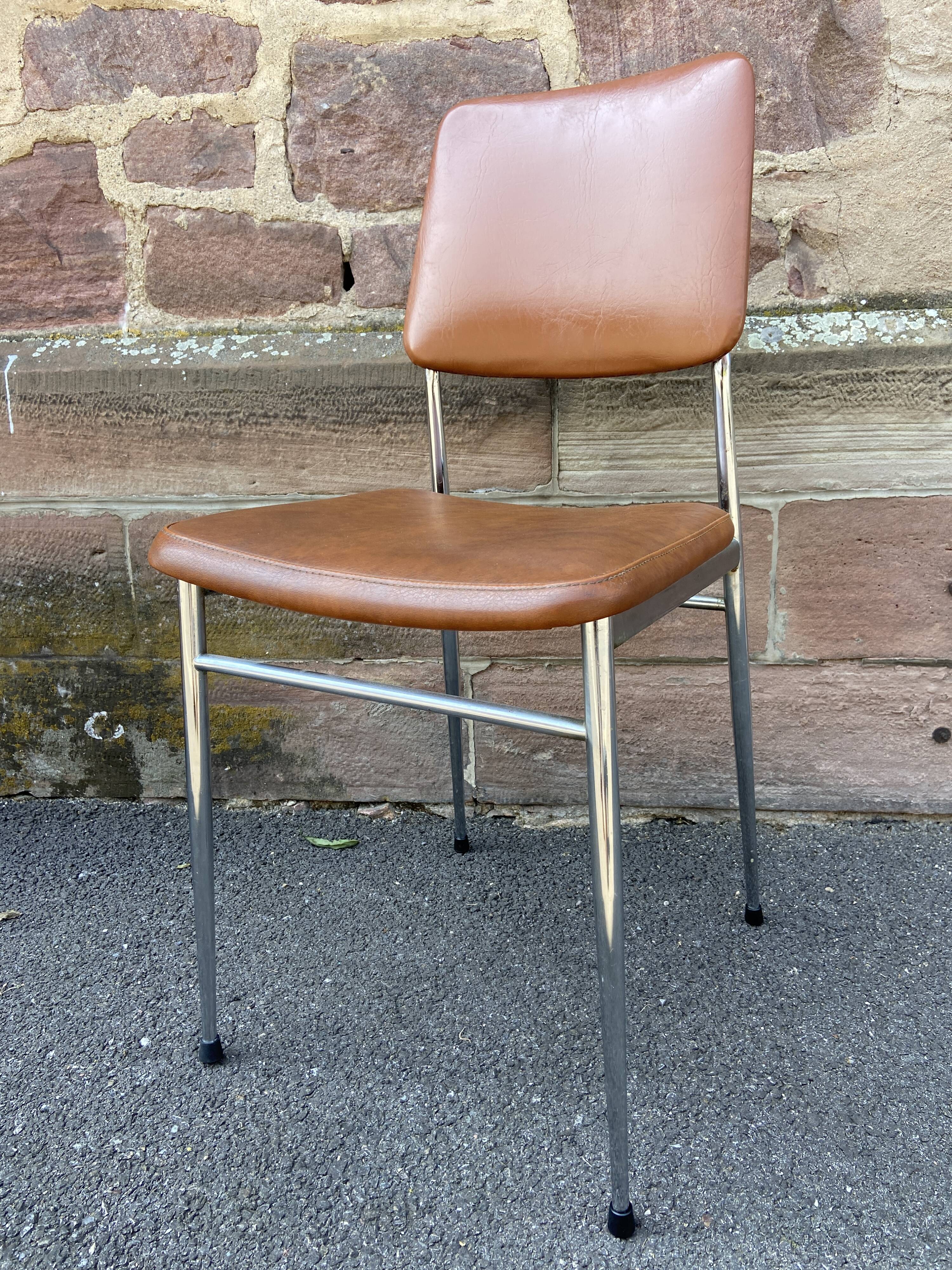 2 vintage leatherette and chrome chairs 1970