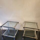 Pair of chrome-plated brass sofa ends