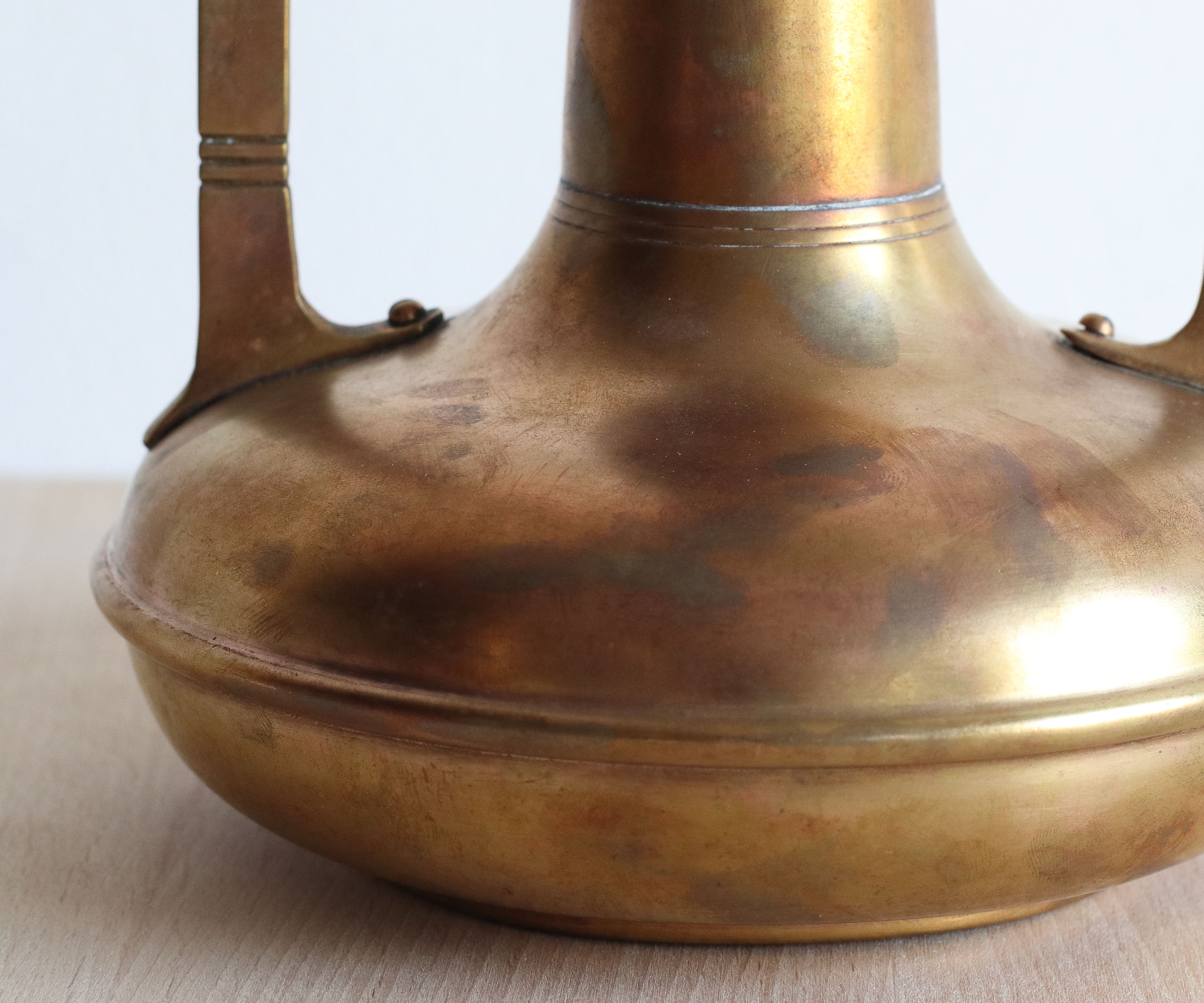 Pair of art nouveau copper and brass vases by Gustave Serrurier-Bovy