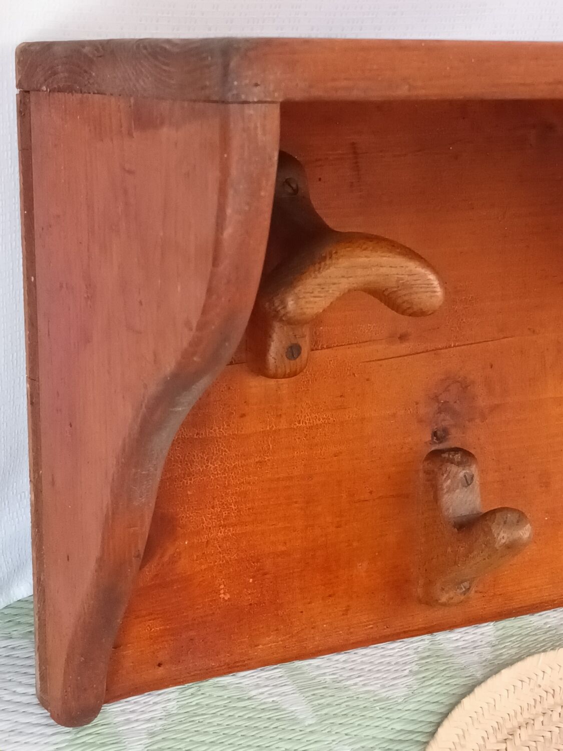 Vintage wooden wall coat rack