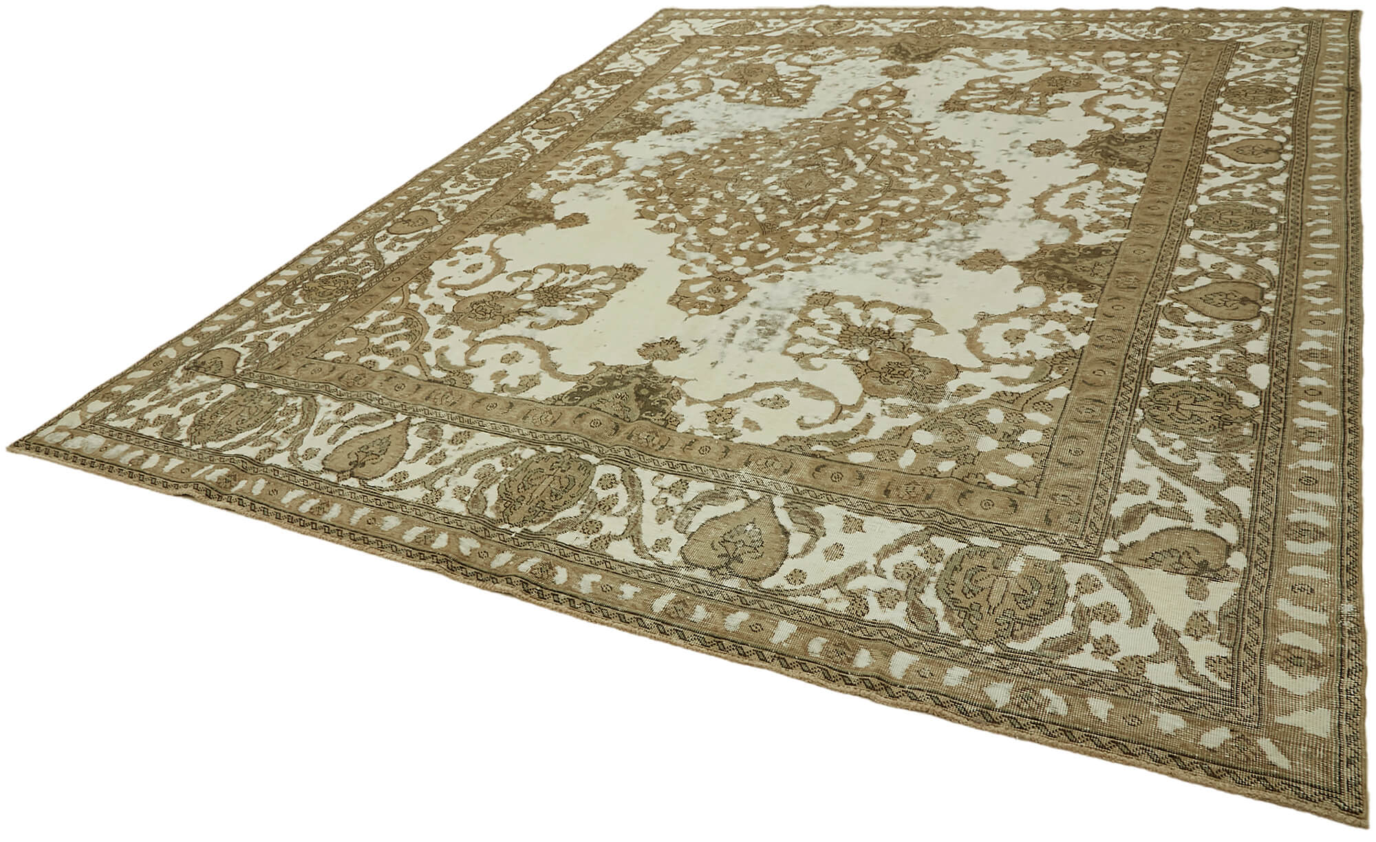 Handmade Oriental Decorative 1980s 290 cm x 365 cm Beige Wool Carpet
