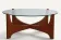 Round coffee table in teak and glass, after Hugues Poignant – 1960s