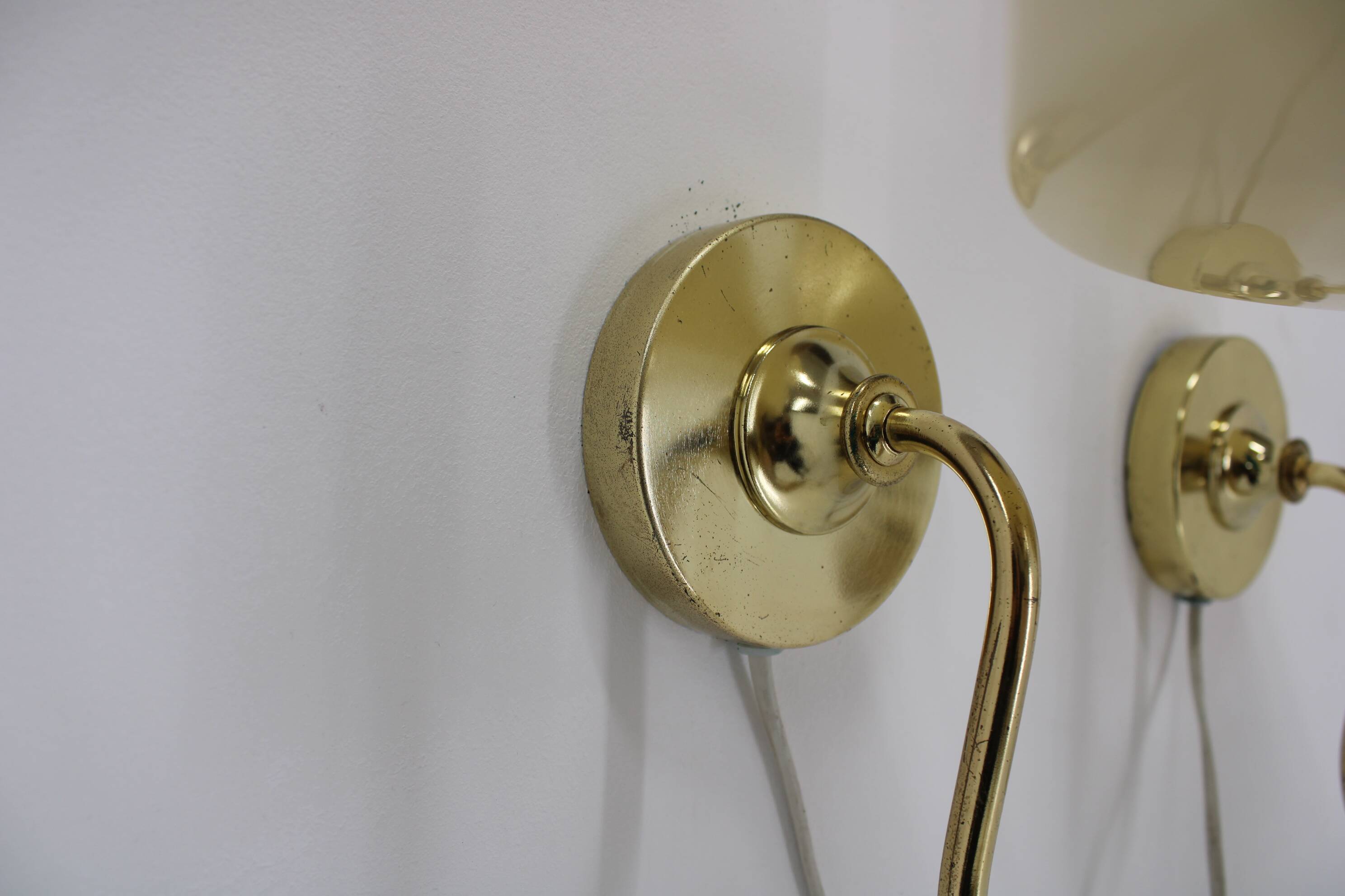 1970s Pair of Wall Lamps, Czechoslovakia