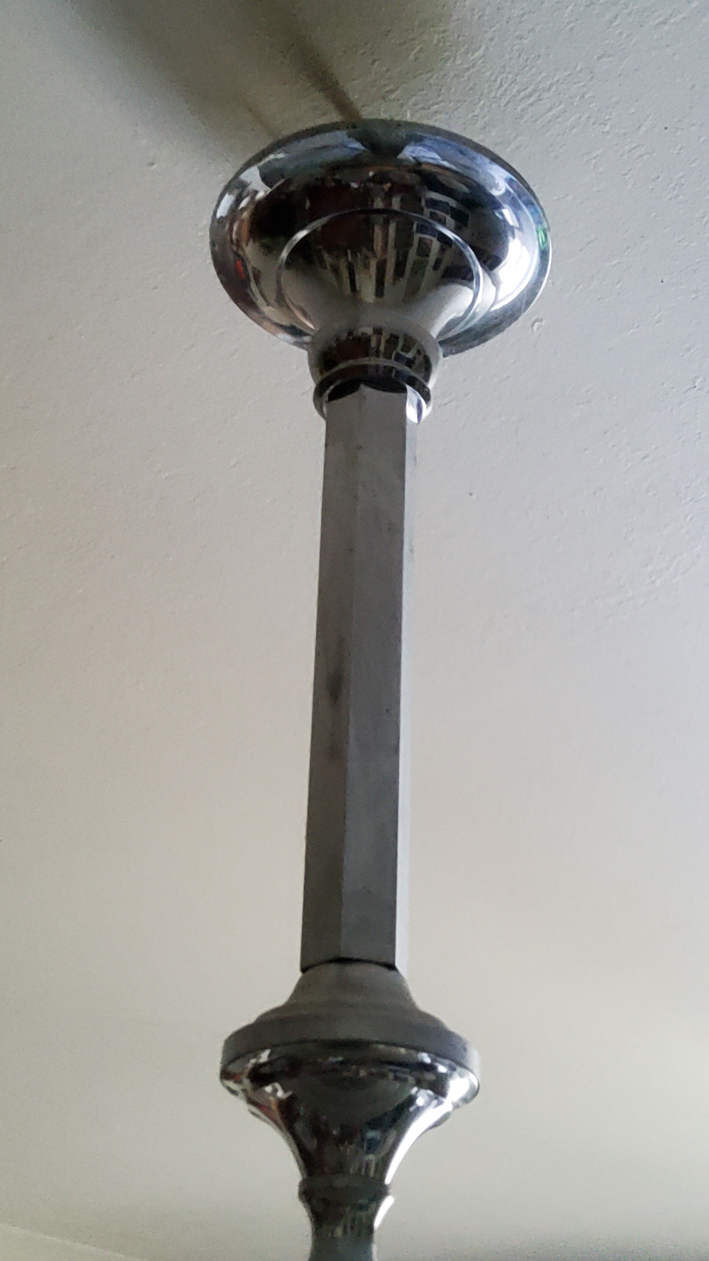 Art deco chandelier in chromed metal and glass 6 arms of lights