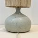Vintage lamp base in beige-grey ceramic stoneware with raffia lampshade, 1970s