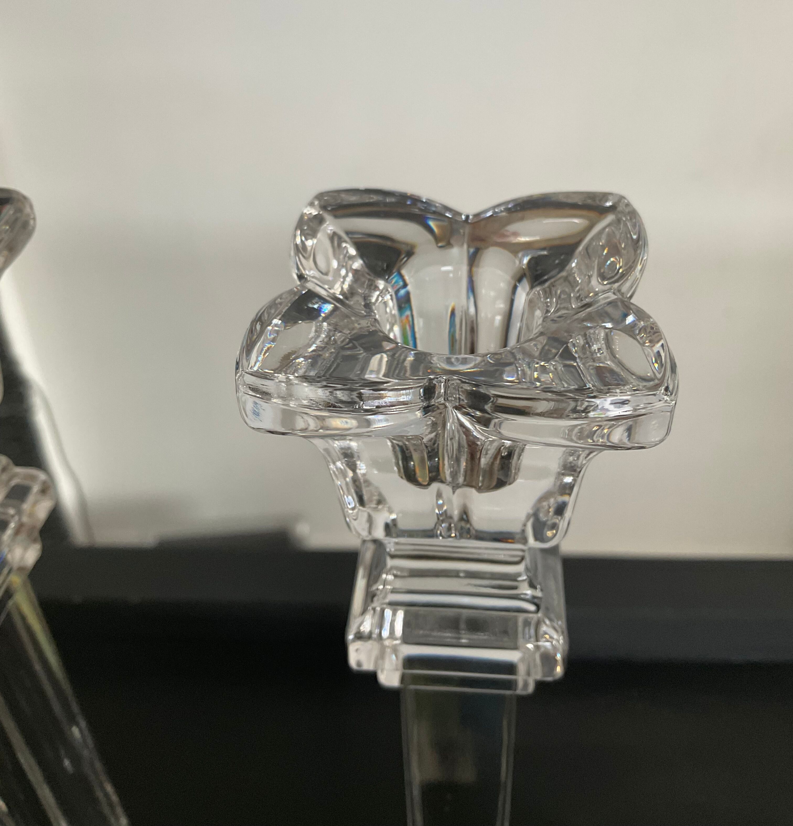 Pair of vintage crystal torch candlesticks from the 70s