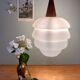 Vintage Scandinavian pendant lamp in teak and opaline