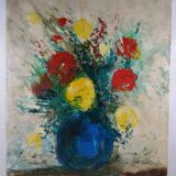 Nubar BEDROSSIAN (1926-1992) "Still life with bouquet" Oil on panel signed