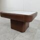 Table basse vintage en marbre et cuir par Desede, 1970