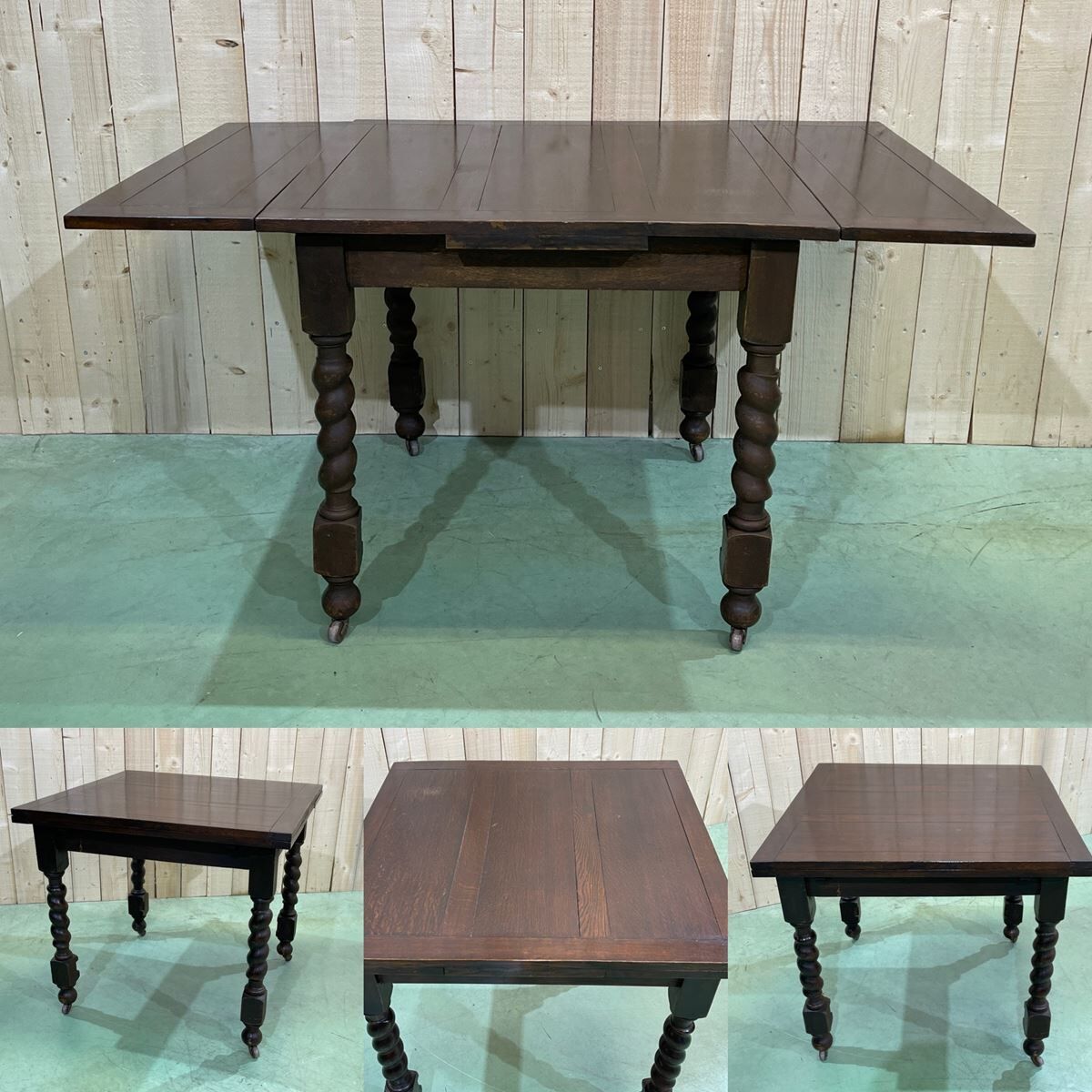 English oak table from the 1930s with 2 extensions