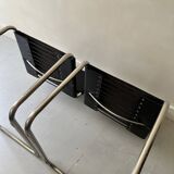 2 B33 chairs in chromed metal and black leather