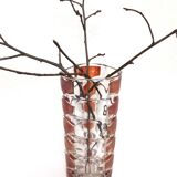 Set of 2 thick faceted glass vases from the 70s