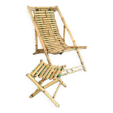 Bamboo deckchair and footrest from the 70s