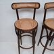4 curved wood and cane bar stools