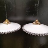 Pair of opaline pendant lights