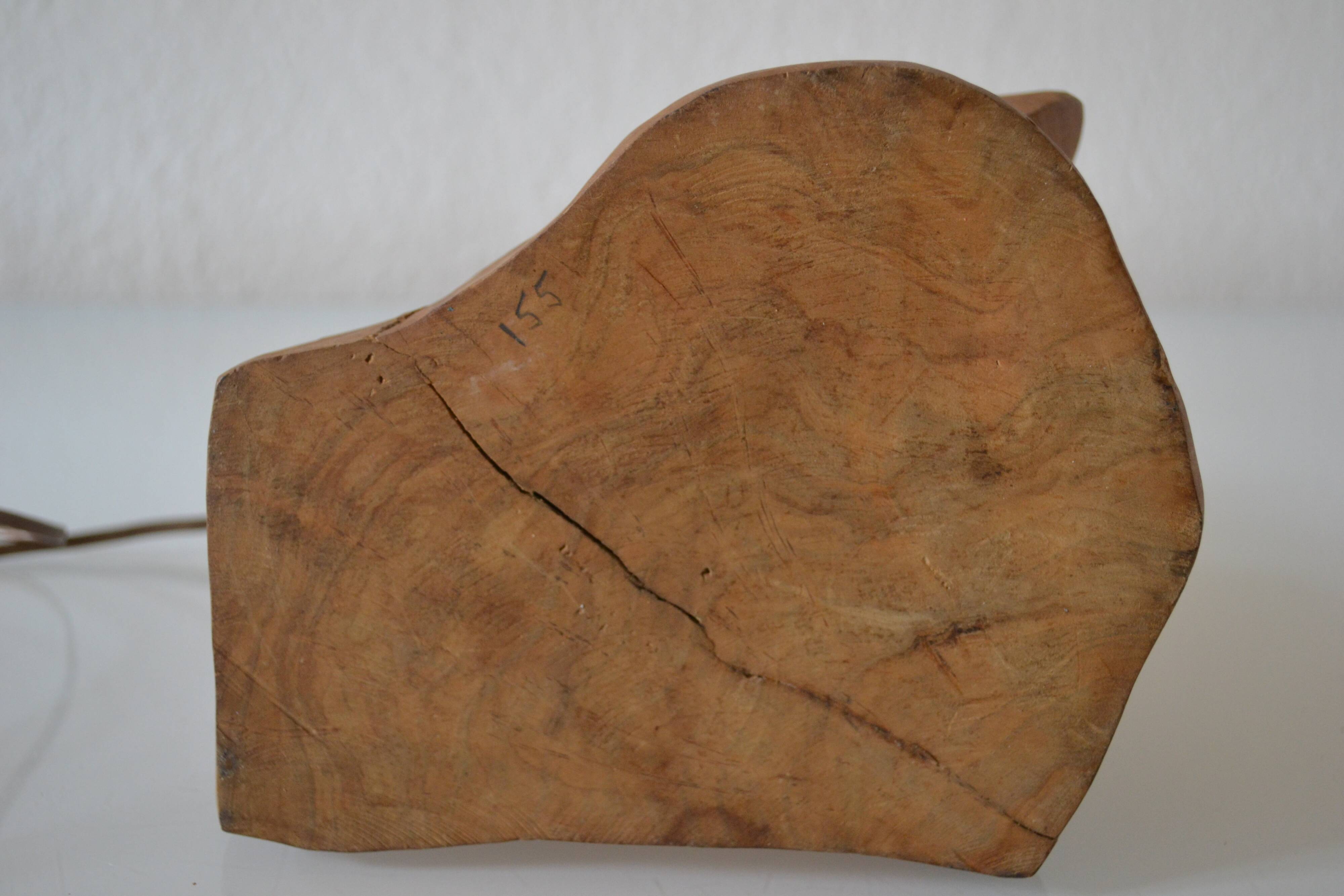 Modernist brutalist lamp free form years 60 olive wood