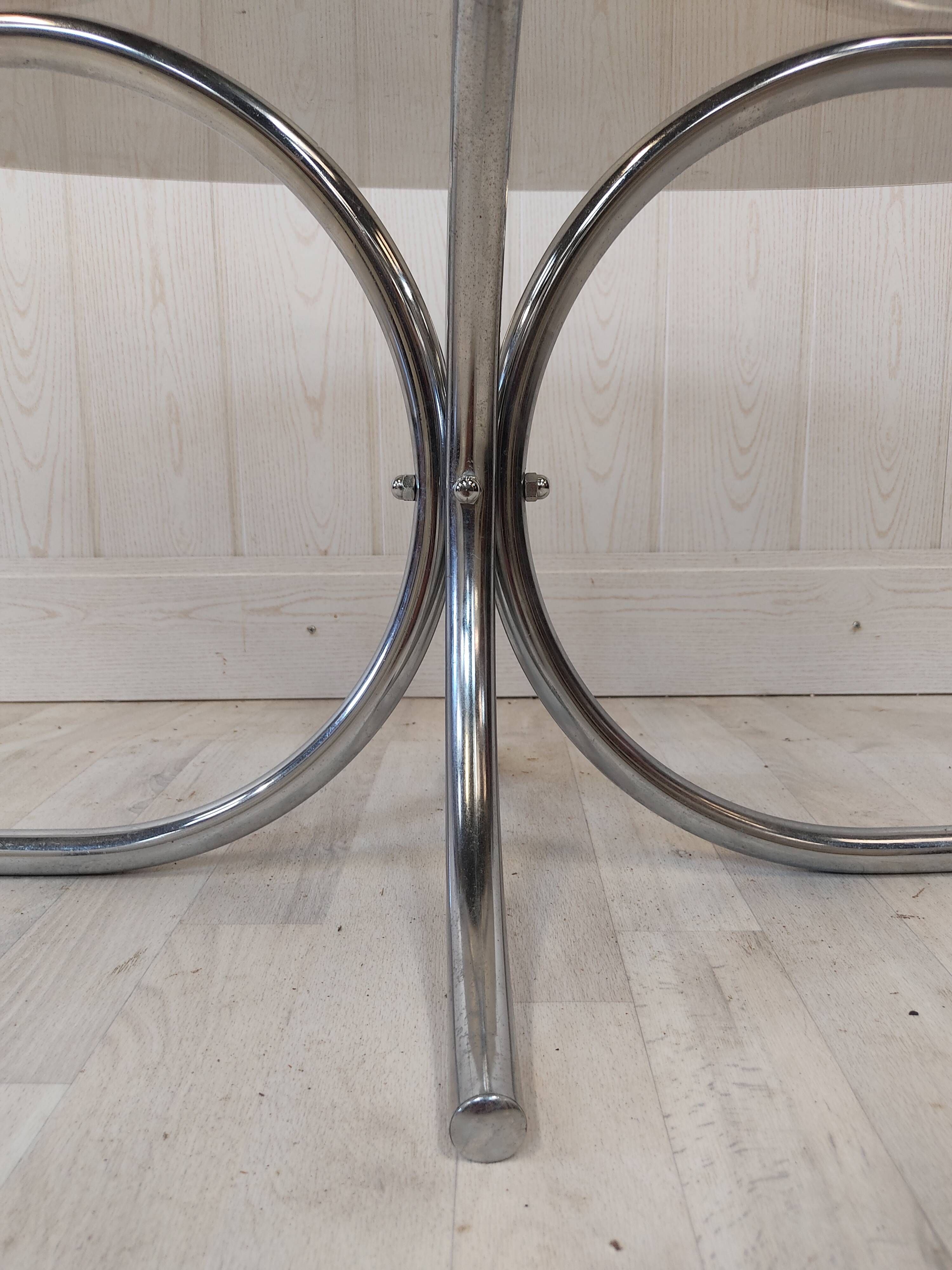 Vintage coffee table chrome and smoked glass 70s