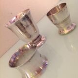 Timpani, shell and round of silver metal / vintage towel 50s-60s