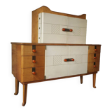 Art deco sideboard in maple, leather and glass, Laszlo Hoenig, London 1940s