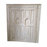 patinated wooden headboard