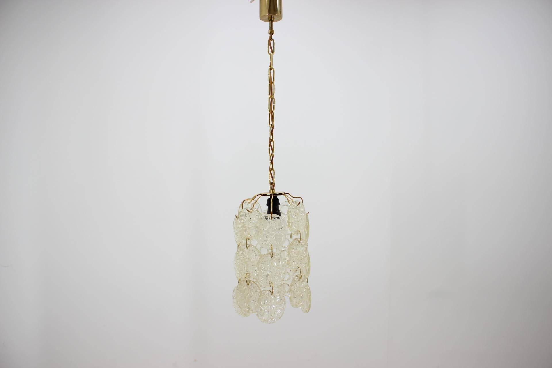 Design Brass and Glass Pendant / Chandelier by Zelezny Brod, 1970s