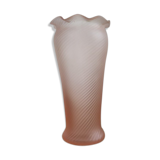 Vase en verre soufflé forme tulipe rose pastel ancien