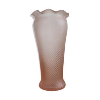Blown glass vase Shape Tulip pink pastel old