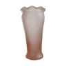 Vase en verre soufflé forme tulipe rose pastel ancien