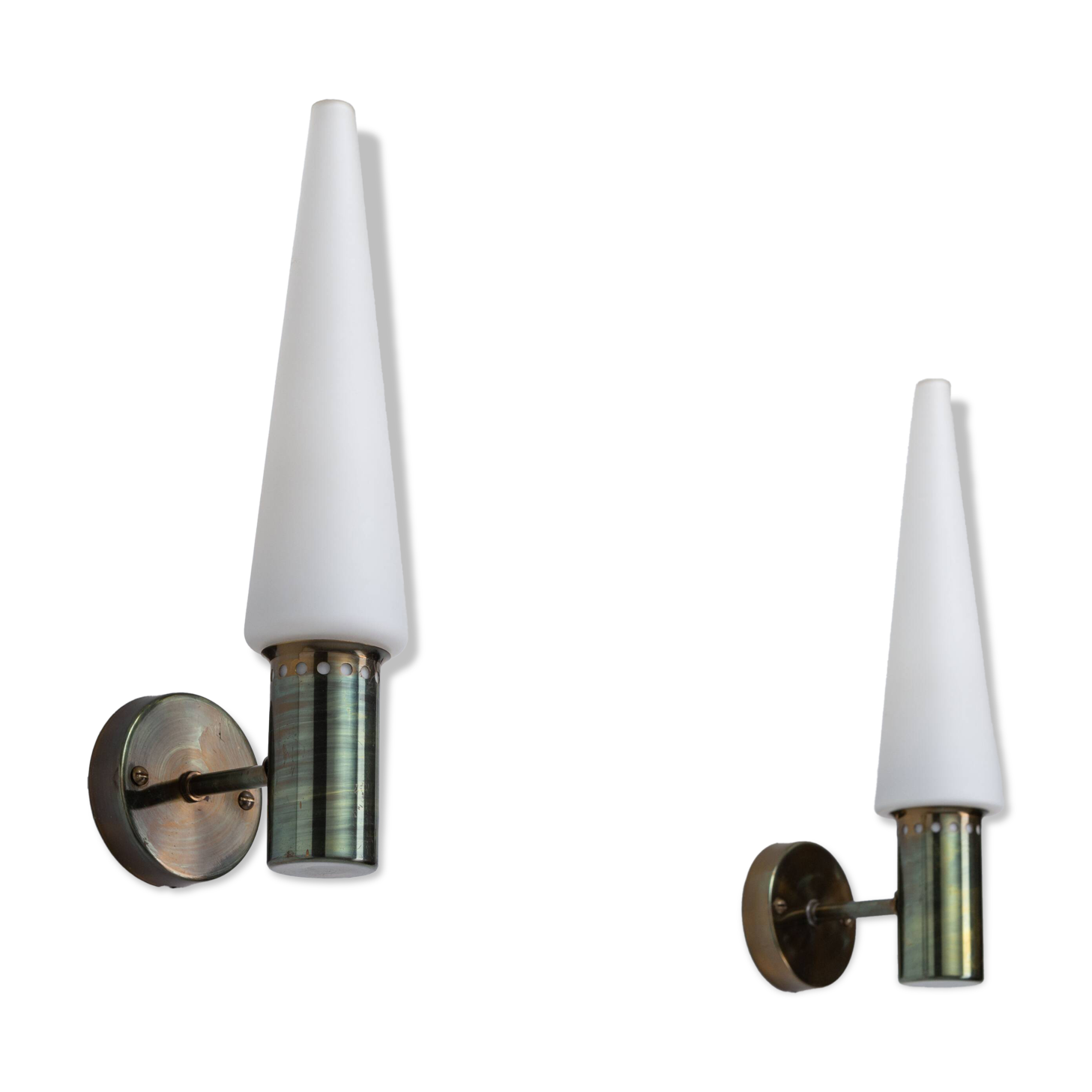 Set of two Hans Agne Jakobsson wall lamps with opal glass shades