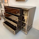 Commode verre Michel Pigneres  laiton et chrome vers 1970