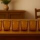 Set of 6 vintage Pernod amber glass glasses – H9 cm Ø7 cm – Bi collection