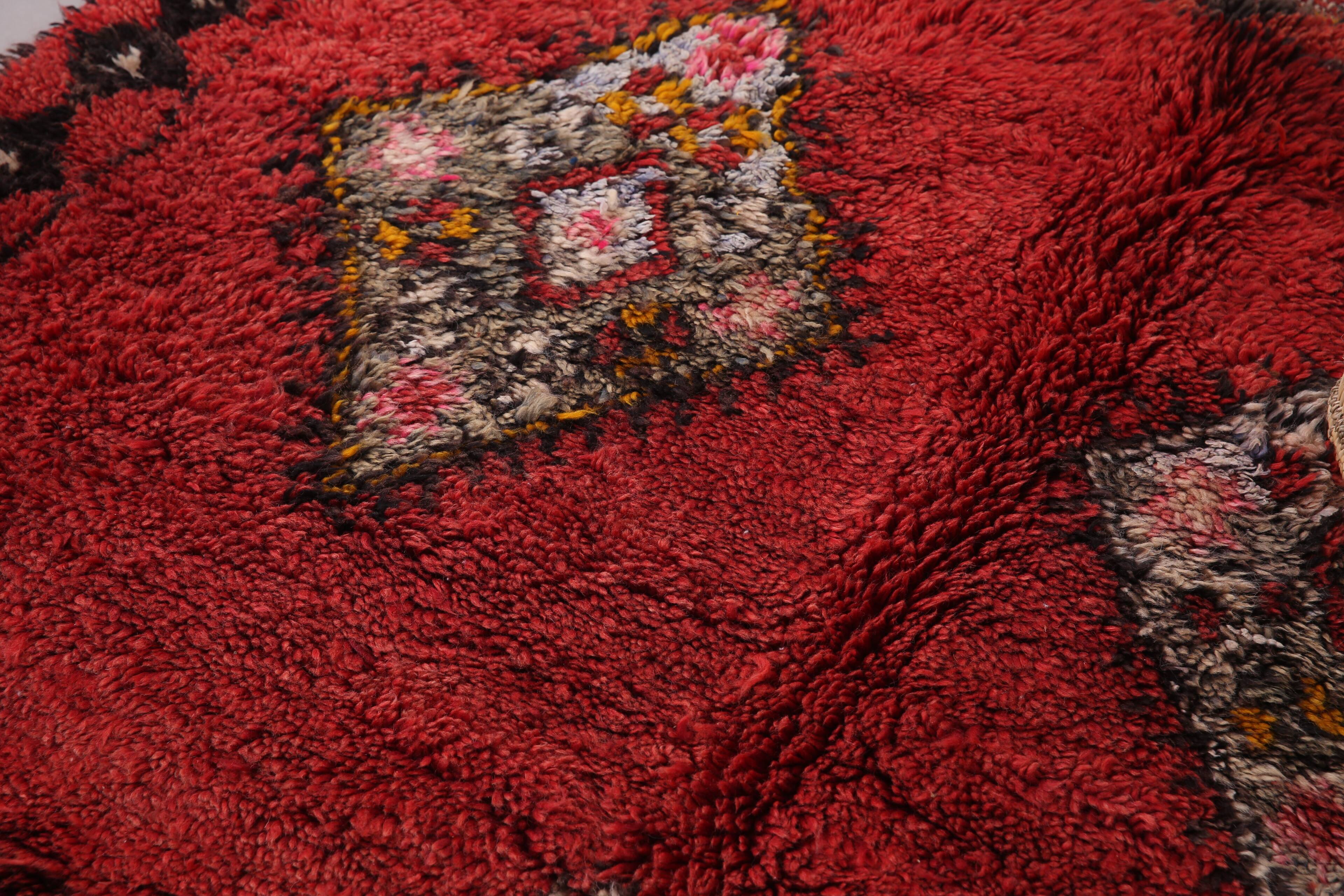 Burgundy Vintage Moroccan Rug 160 x 350 cm - Berber Wool Rug - Handmade rug