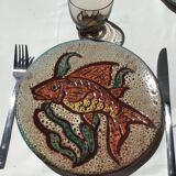 Flat plate Vallauris fish hand decor G