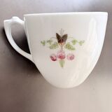 Service of 6 Fine Porcelain Cups with Art Nouveau Rose Decoration