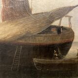 19th century oil on canvas, Low Tide, Framed Seascape