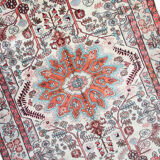 Oriental medallion area rug handmade cream wool carpet 200x300cm