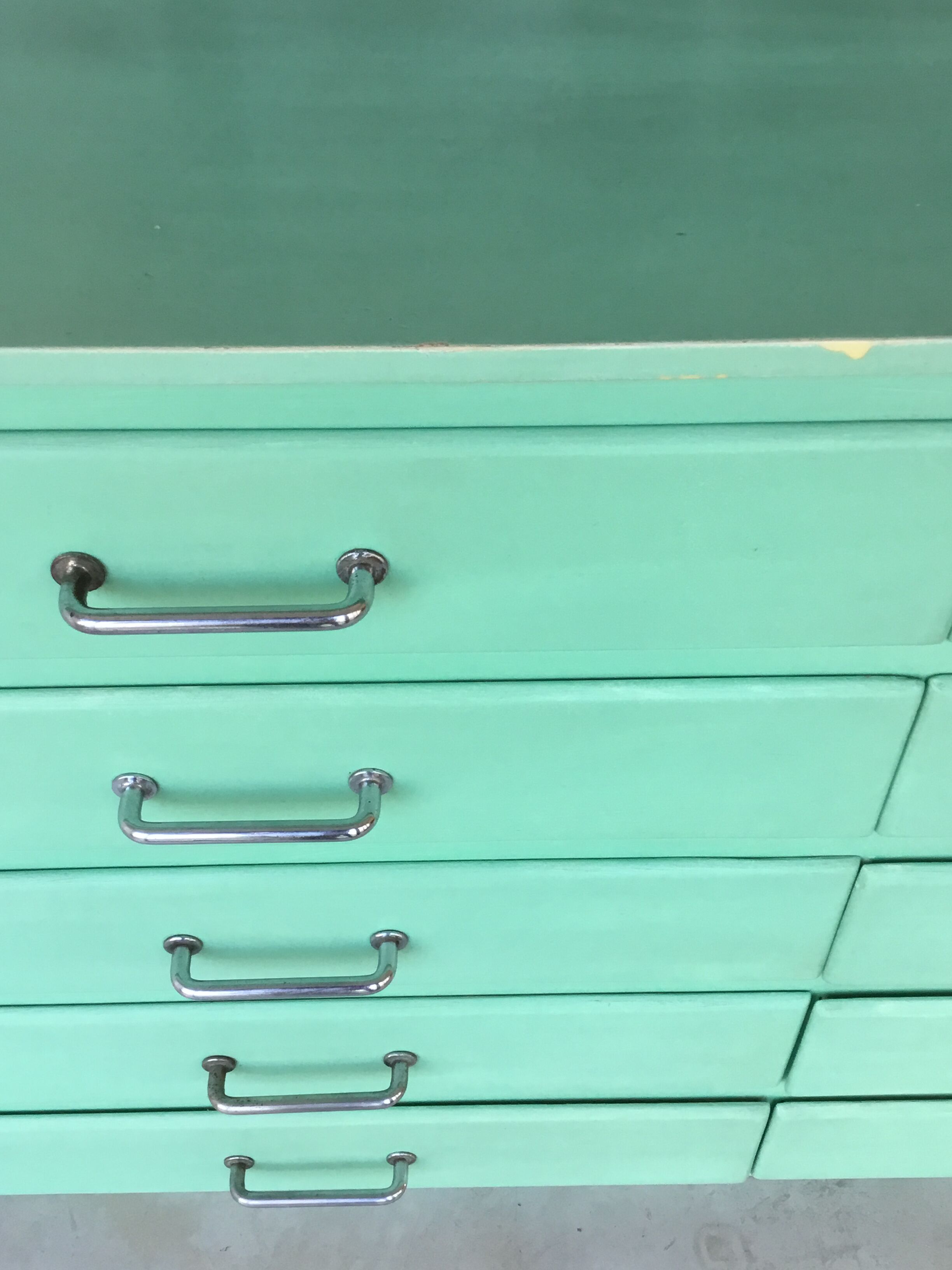 Water green loom cabinet with 10 drawers - 1960