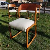 Set of 4 Baumann sled chairs with restored seats