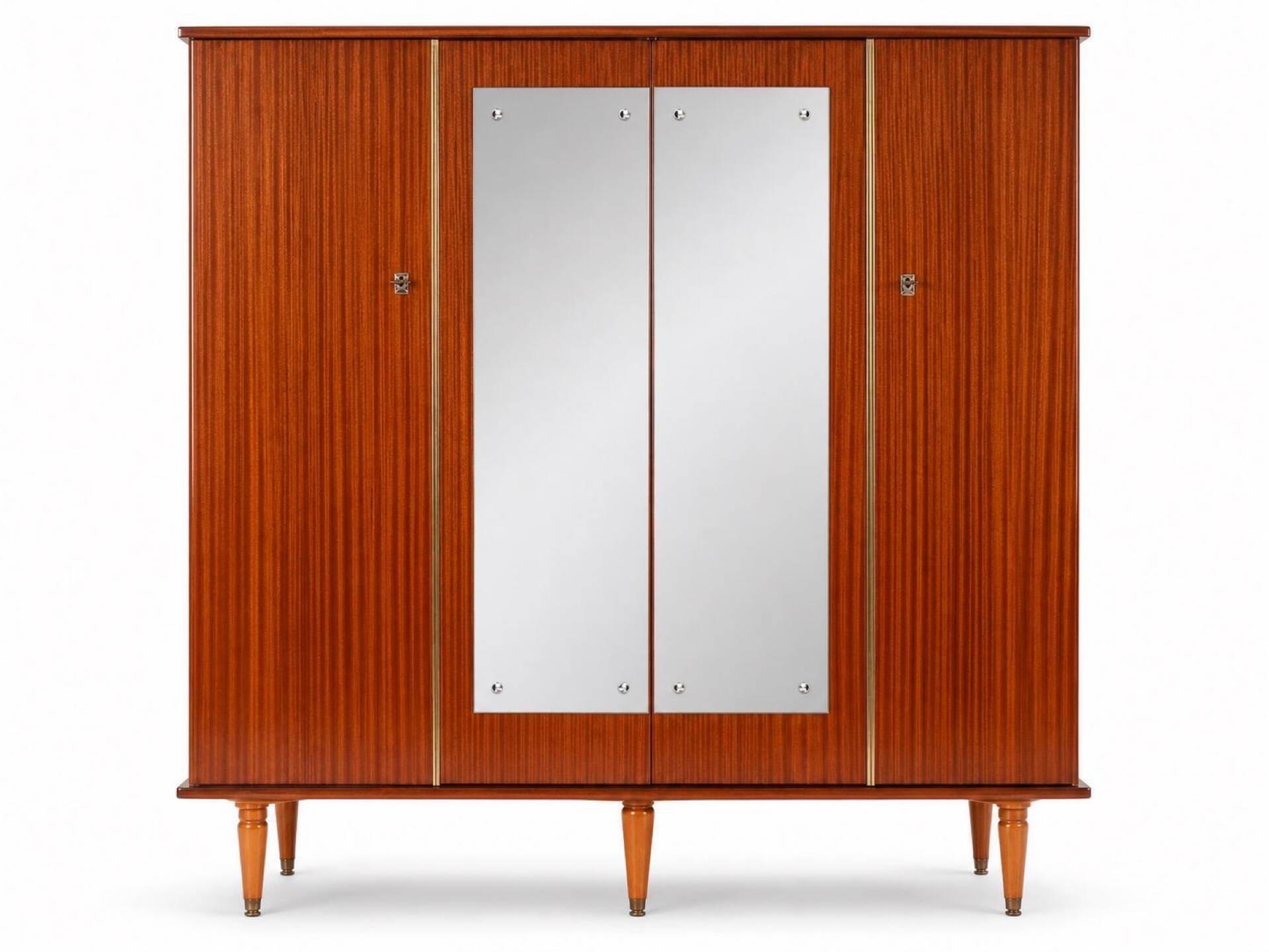 Rosewood wardrobe, mirrors & gilded brass — Art Deco style