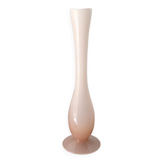 Slender pale pink opaline vase from the 50s and 60s