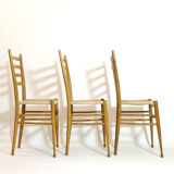 Trio of wooden chairs and rope, Italy, 1950s