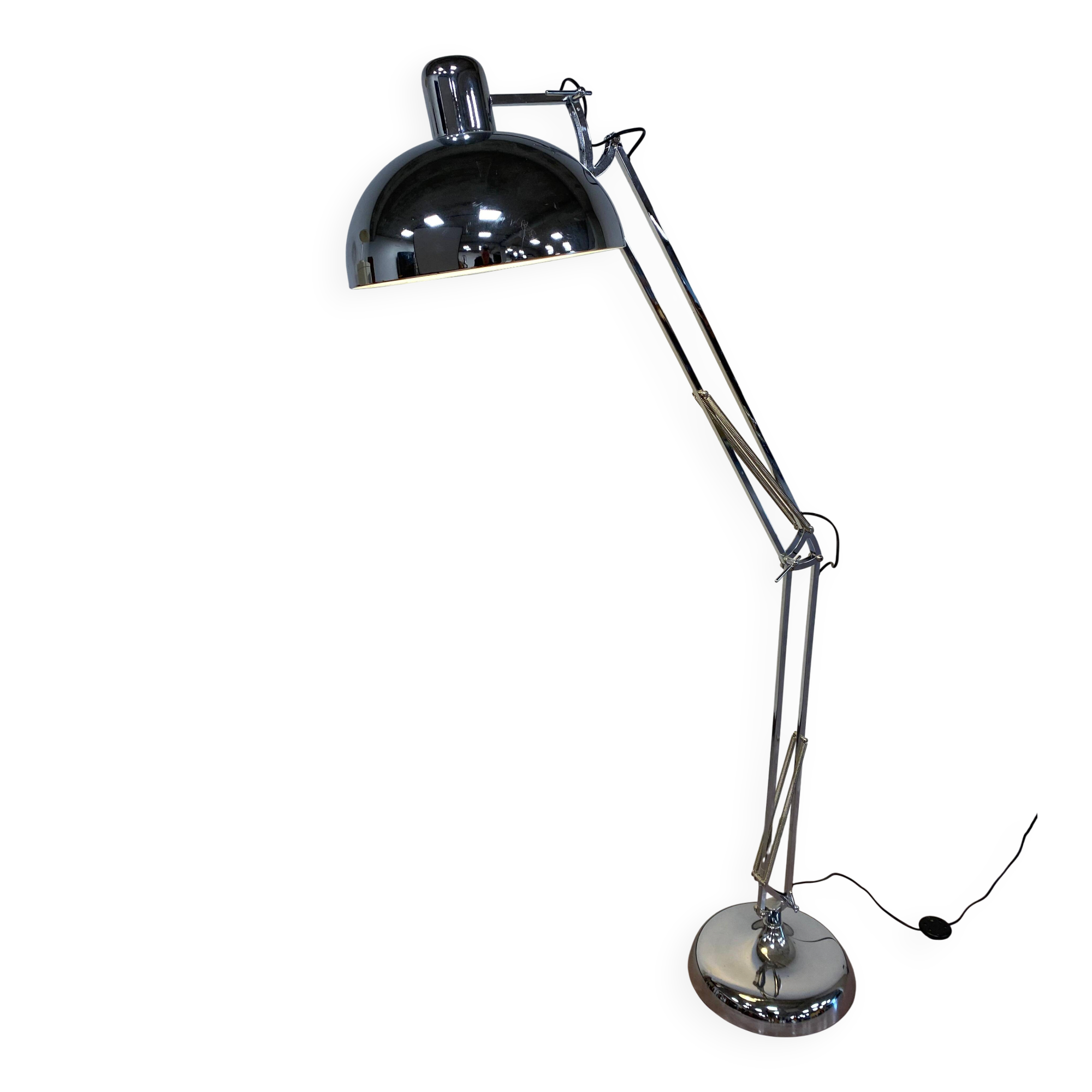 Lampe sur pied en chrome de style industriel